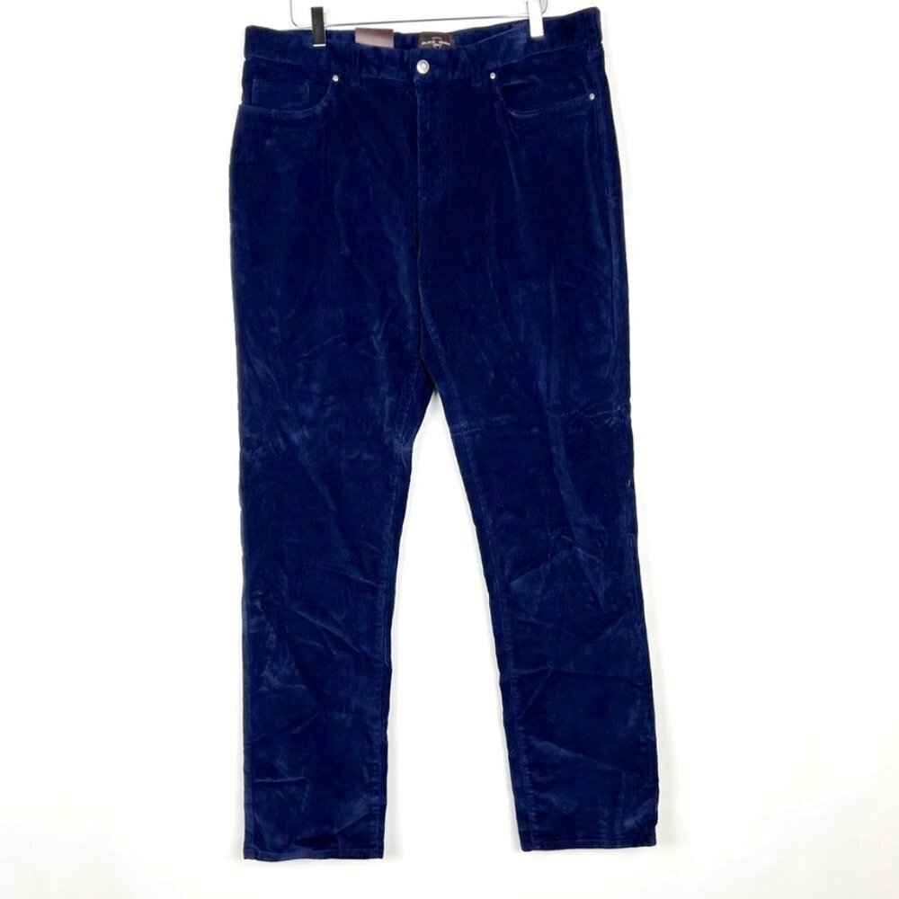 NWT Black Brown 1826 Corduroy Pants Men's 36x34 Navy Blue Straight Leg Classic